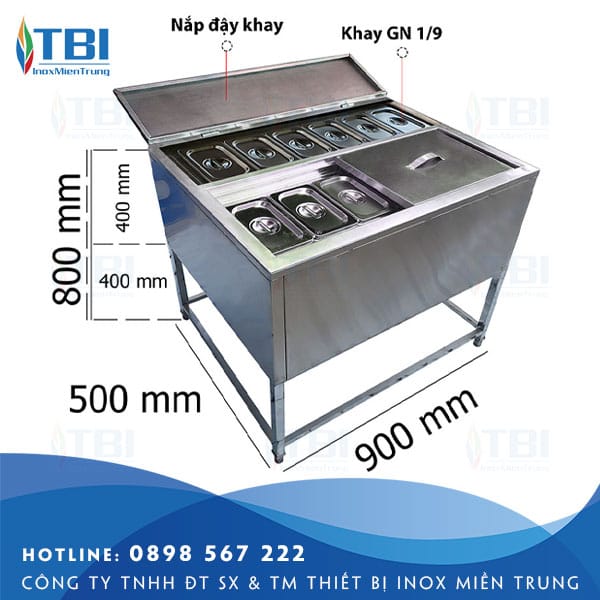 Thung-da-inox-co-chan-kem-9-khay-topping-tbi-32-inoxmientrung