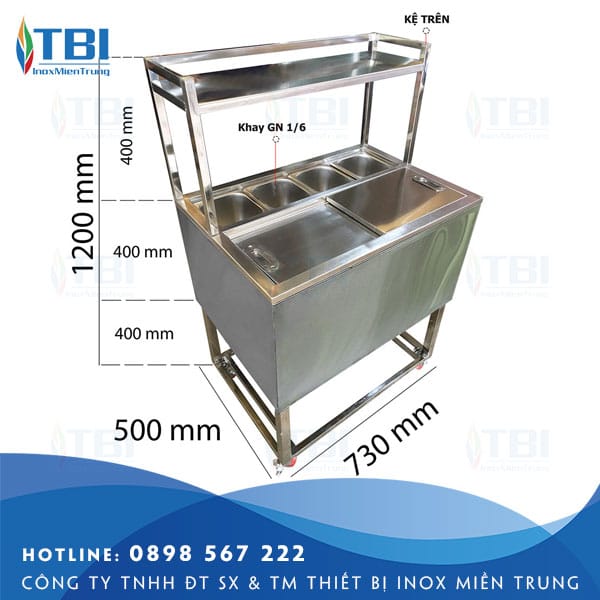 Thung-da-inox-co-chan-kem-4-khay-topping-va-ke-inox-tbi-34-inoxmientrung