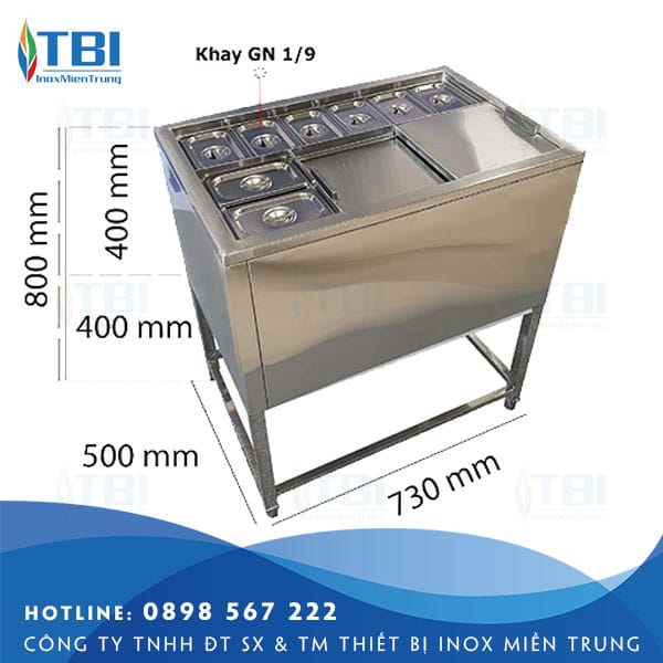 Thung-da-inox-co-chan-kem-8-khay-topping-tbi-41-inoxmientrung